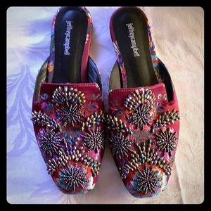 JEFFREY CAMPBELL RAVIS BEADED FLORAL MULE 10